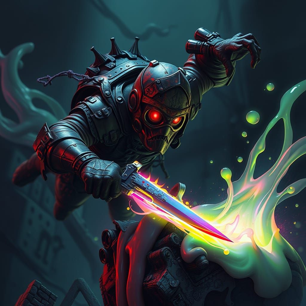 Slime Attack in Futuristic Neon Style