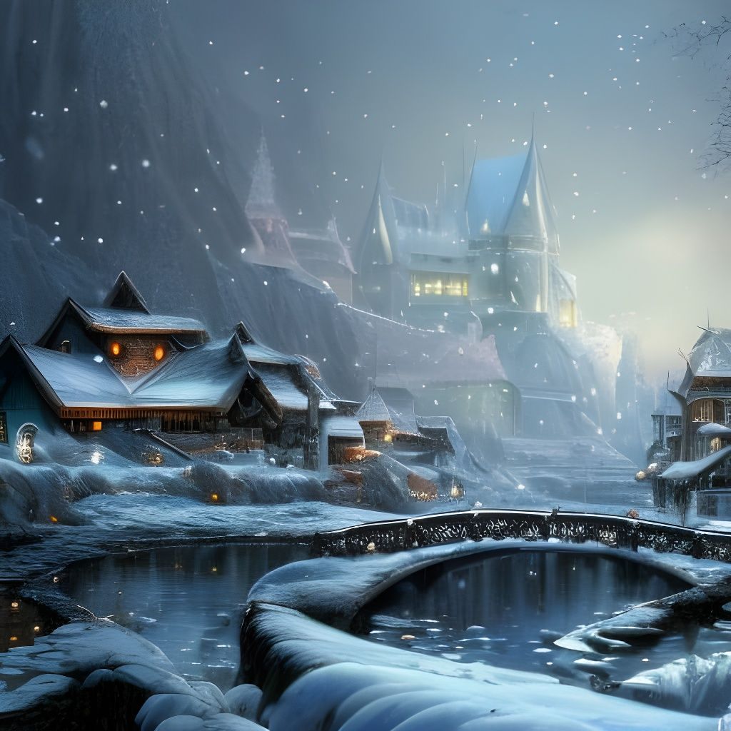 Winter Village in Art Nouveau Warrior Style