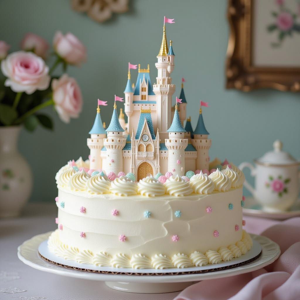 Pastel Castle Birthday Cake with Swirls