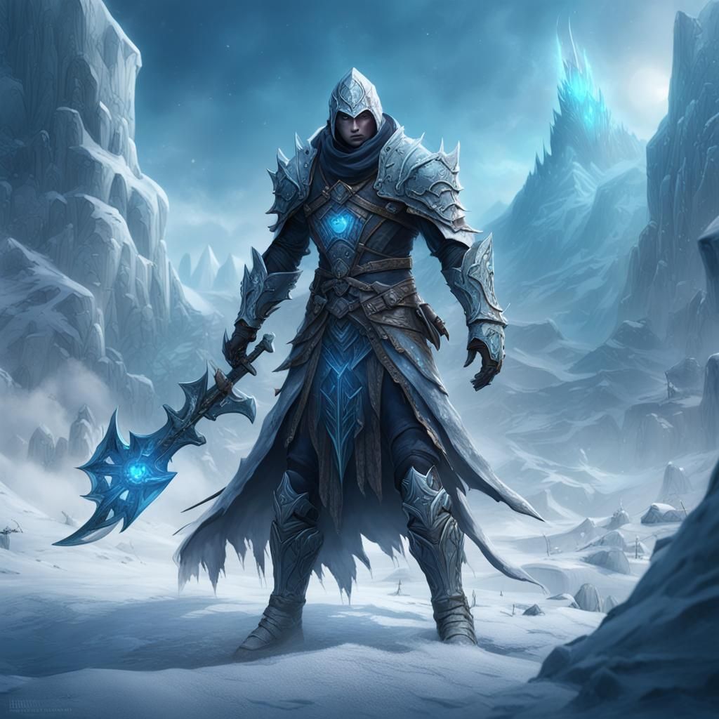 Intricate Ice Shadow Assassin Concept Art