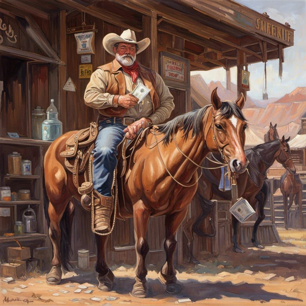 Cowboy Sheriff Portrait in Saloon Bar Scene