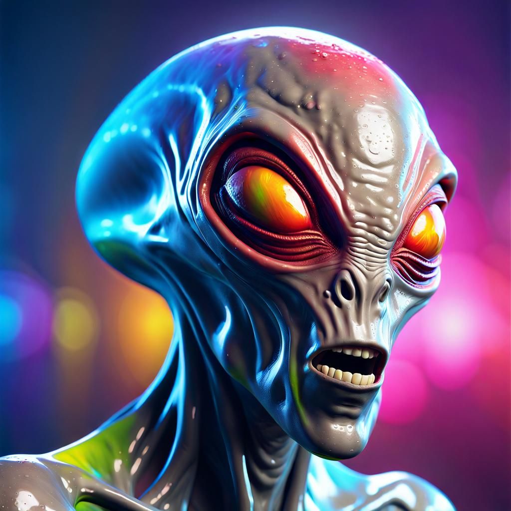 Shocked Grey Alien in Dramatic Lighting - Hyperrealistic