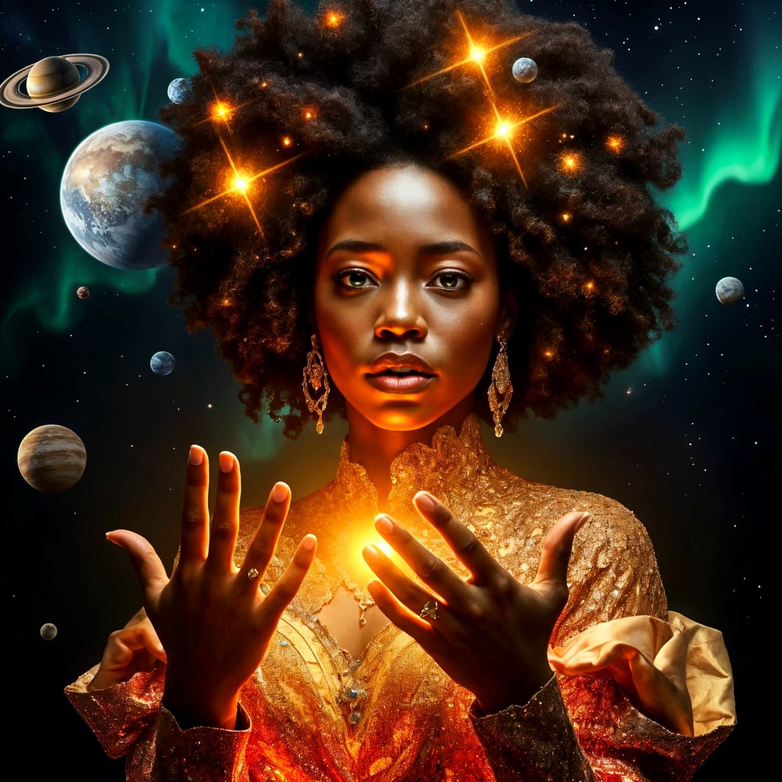 Celestial Goddess of the Cosmos in Hyper-Realistic Portraitu...