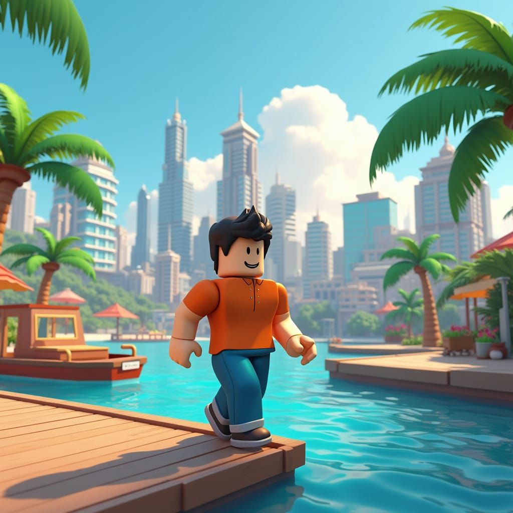 Blocky Adventurer Steps into Futuristic Island City