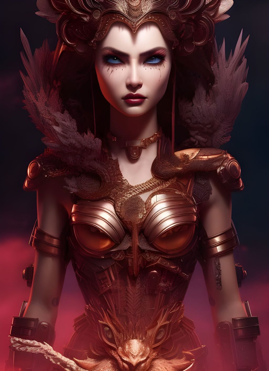 Gloomy Warrior Princess in Comic Style