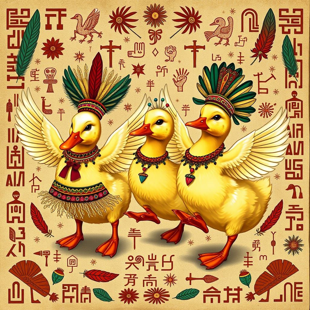 Aztec Ducklings Dance: Vibrant Fashion Meets Ancient Art