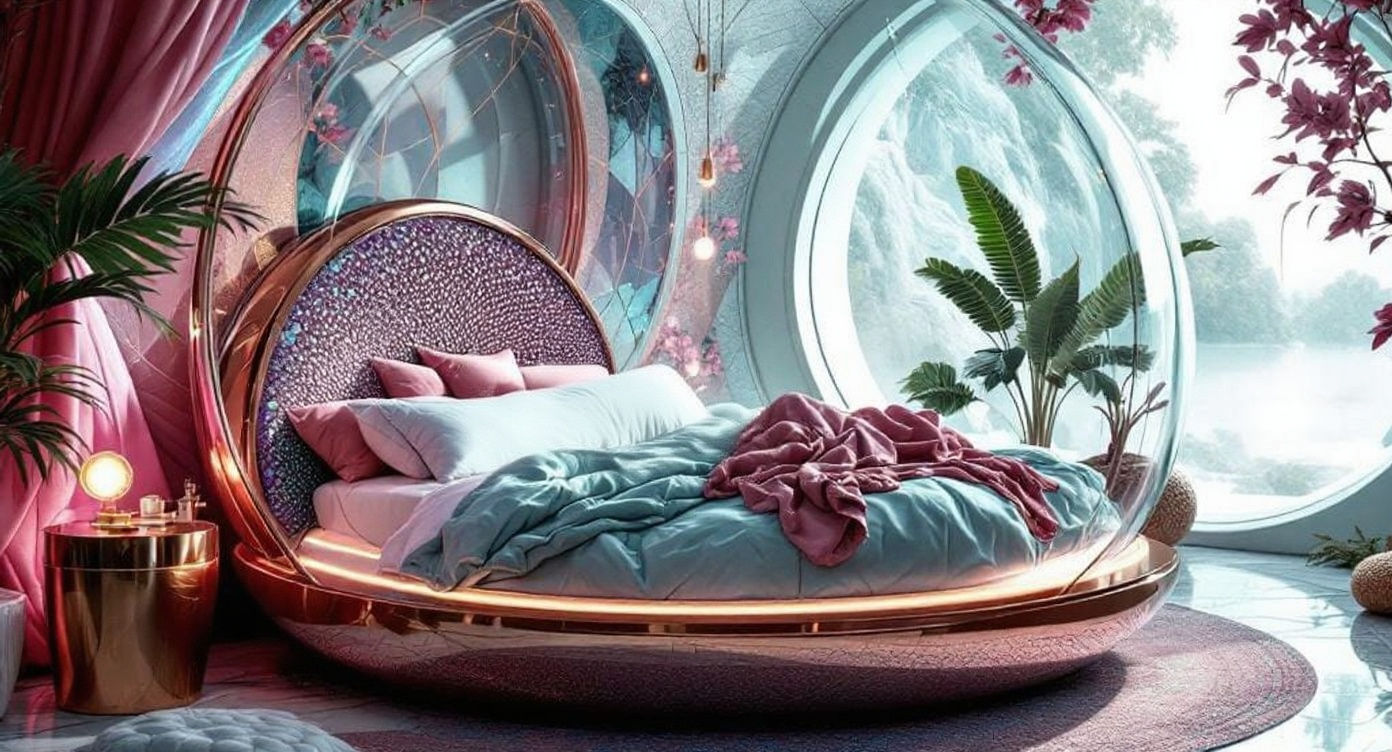 Futuristic Underwater Bedroom in Opulent Orb Chamber