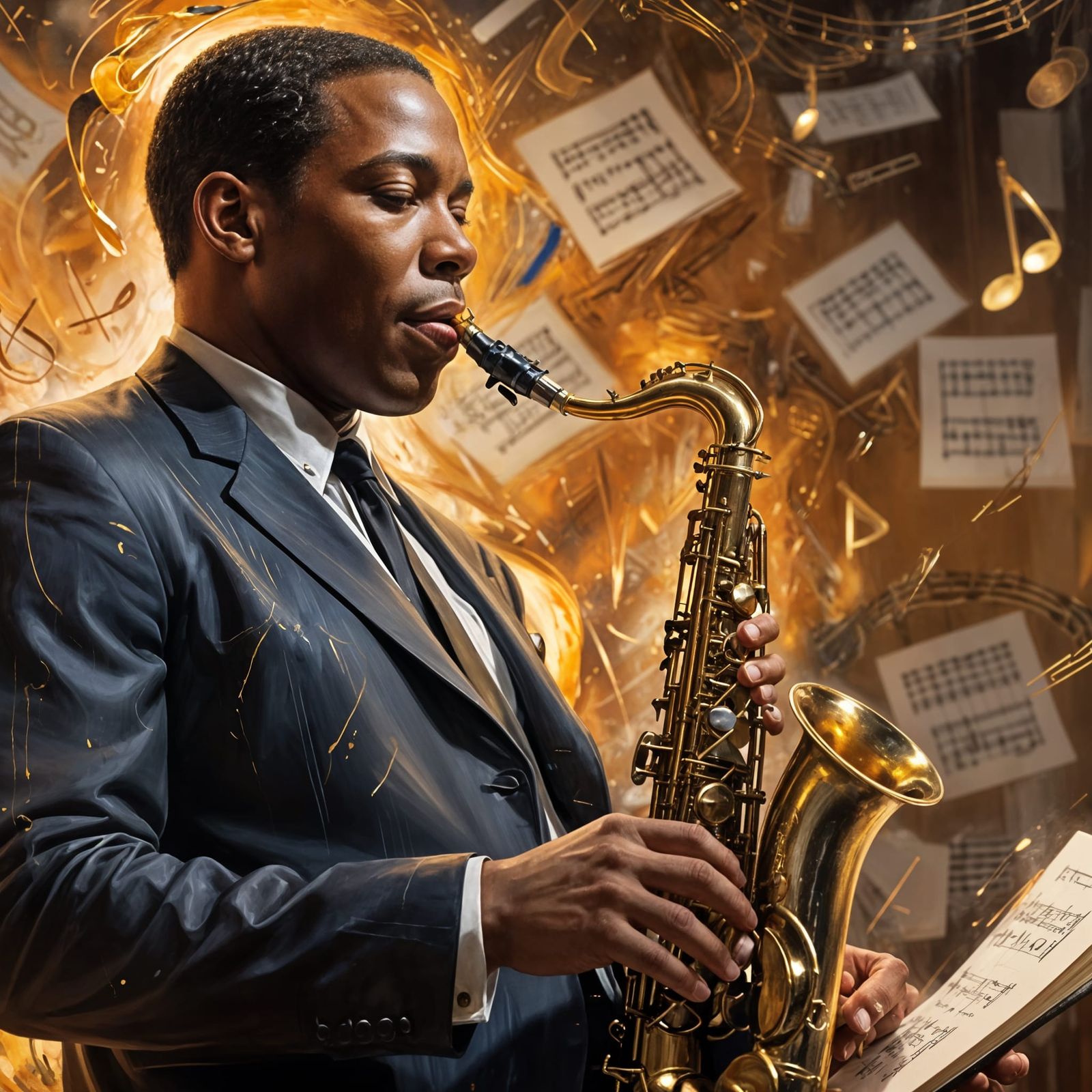 John Coltrane Sketch in an Art Studio