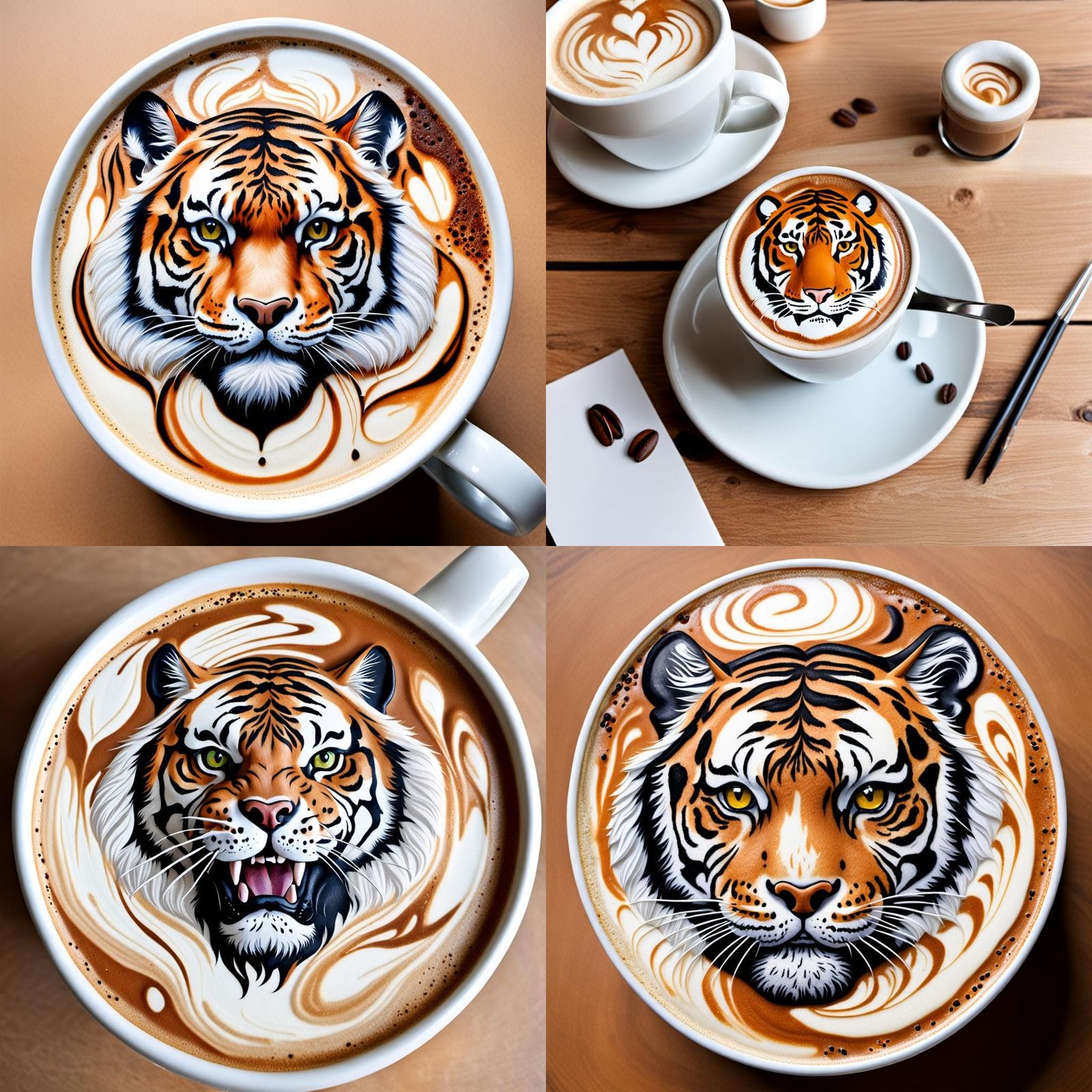 Latte Tiger: AI-Generated Coffee Art