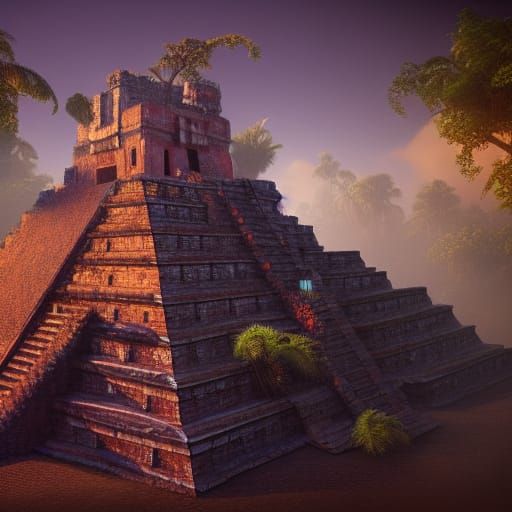 Detailed Mayan Castle Concept Art