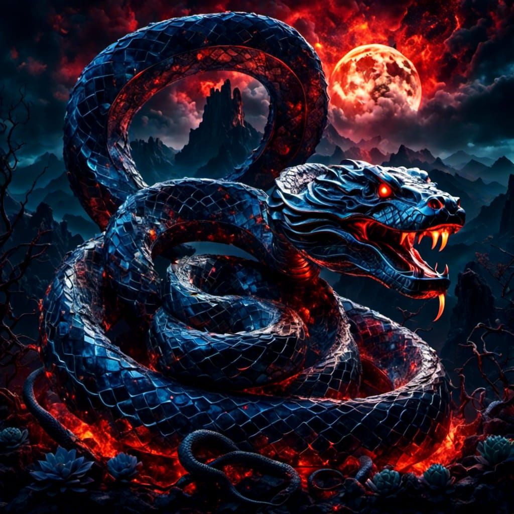 Eerie Snake Monster in Red Canyon Landscape