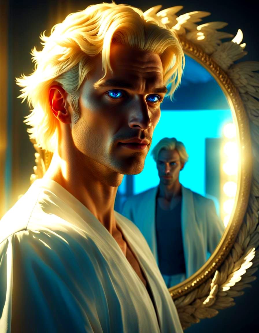 Angel of Heaven Gazing at His Reflection