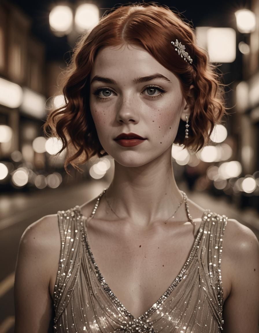 1920s Screen Siren Portrait in Sepia Tones