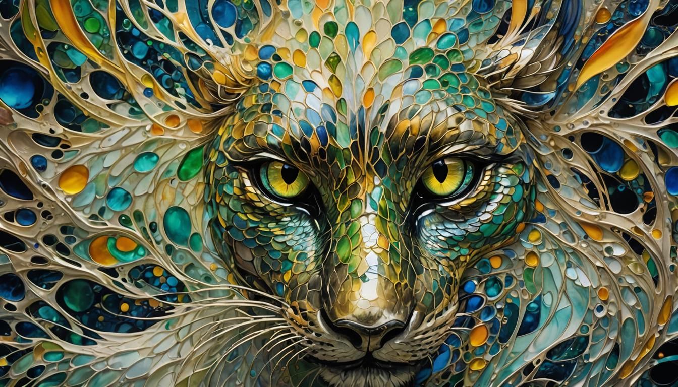 Glass Tiger in Abstract Expressionism with Aurora Ink