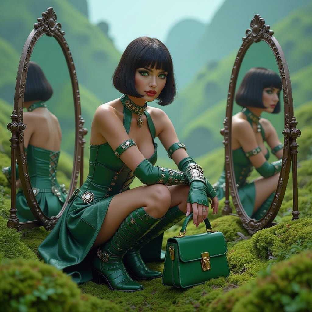 Steampunk Woman with Striped Accessories