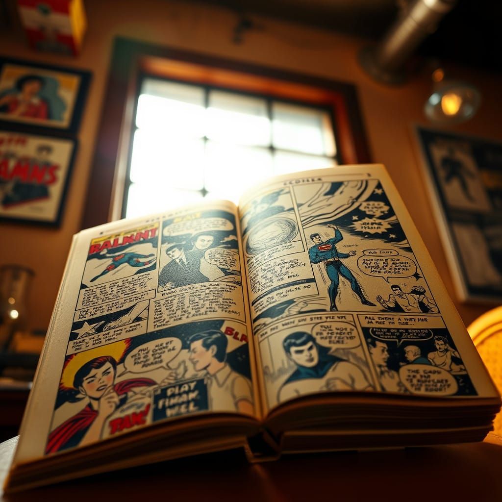 Vintage Comic Book Page in Film Noir Style