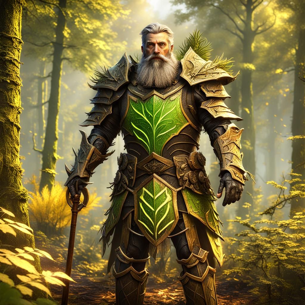 Ent Knight in Forest Armor, Detailed Digital Painting