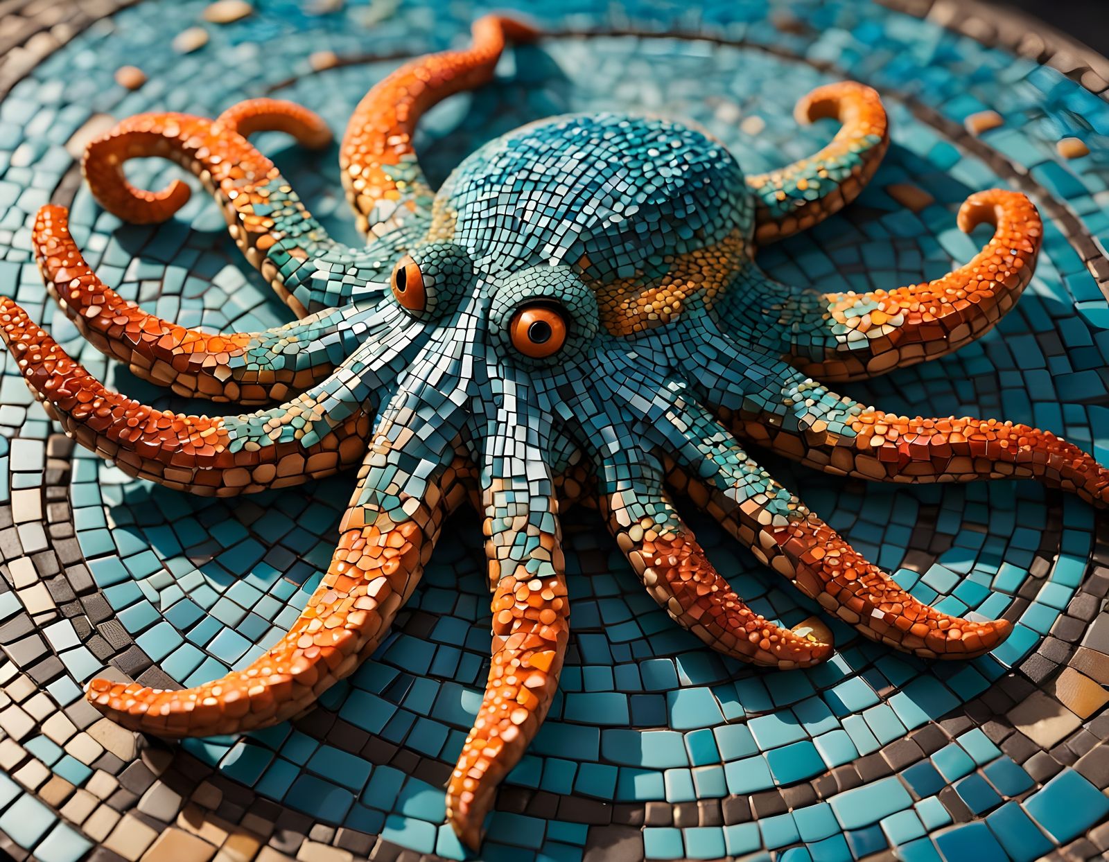 Kraken Mosaic Art Made of Starfish