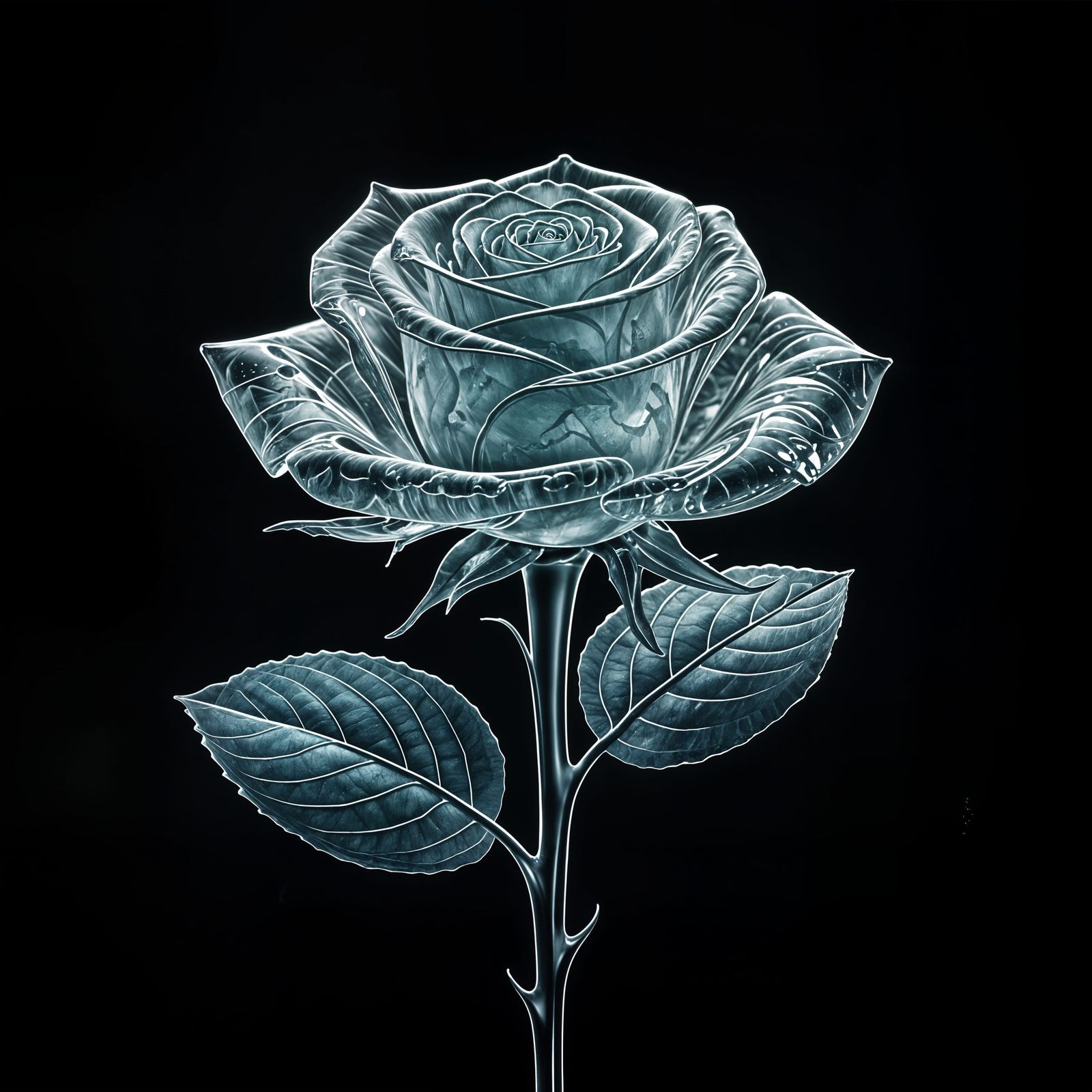 Ethereal Rose Formed from Sparkling Aquatic Droplets