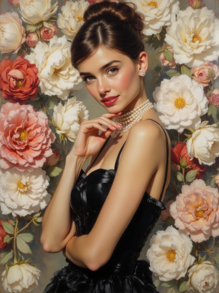 Audrey Hepburn Portrait in Art Nouveau Style