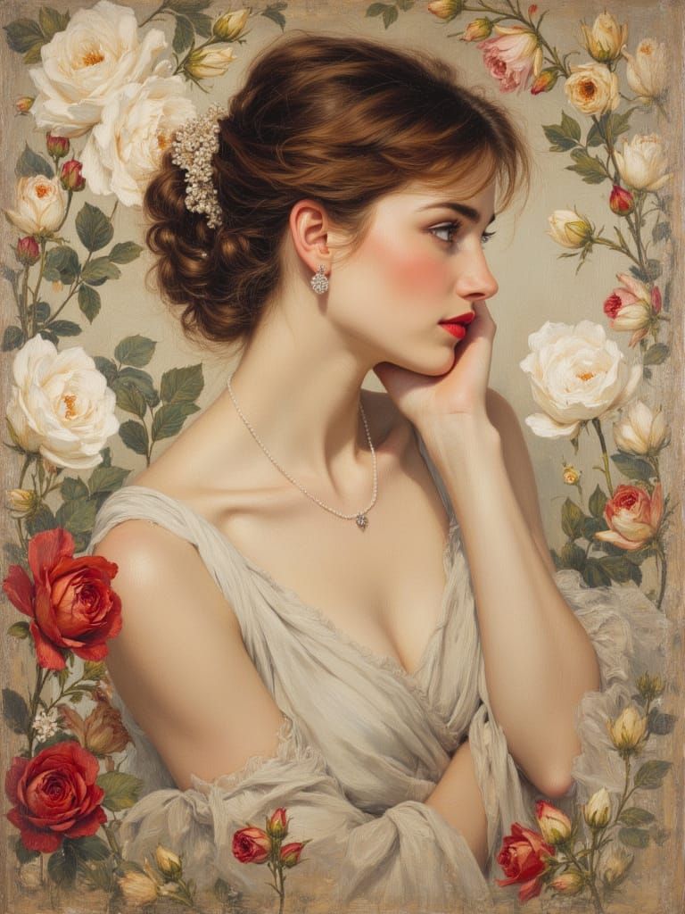 Audrey Hepburn Portrait in Art Nouveau Style