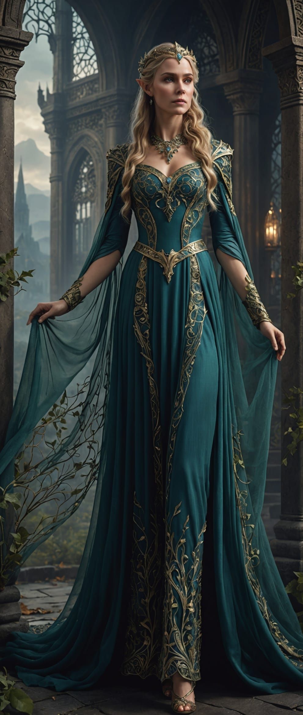 Elven Maiden in Sheer Dress: Digital Matte Painting