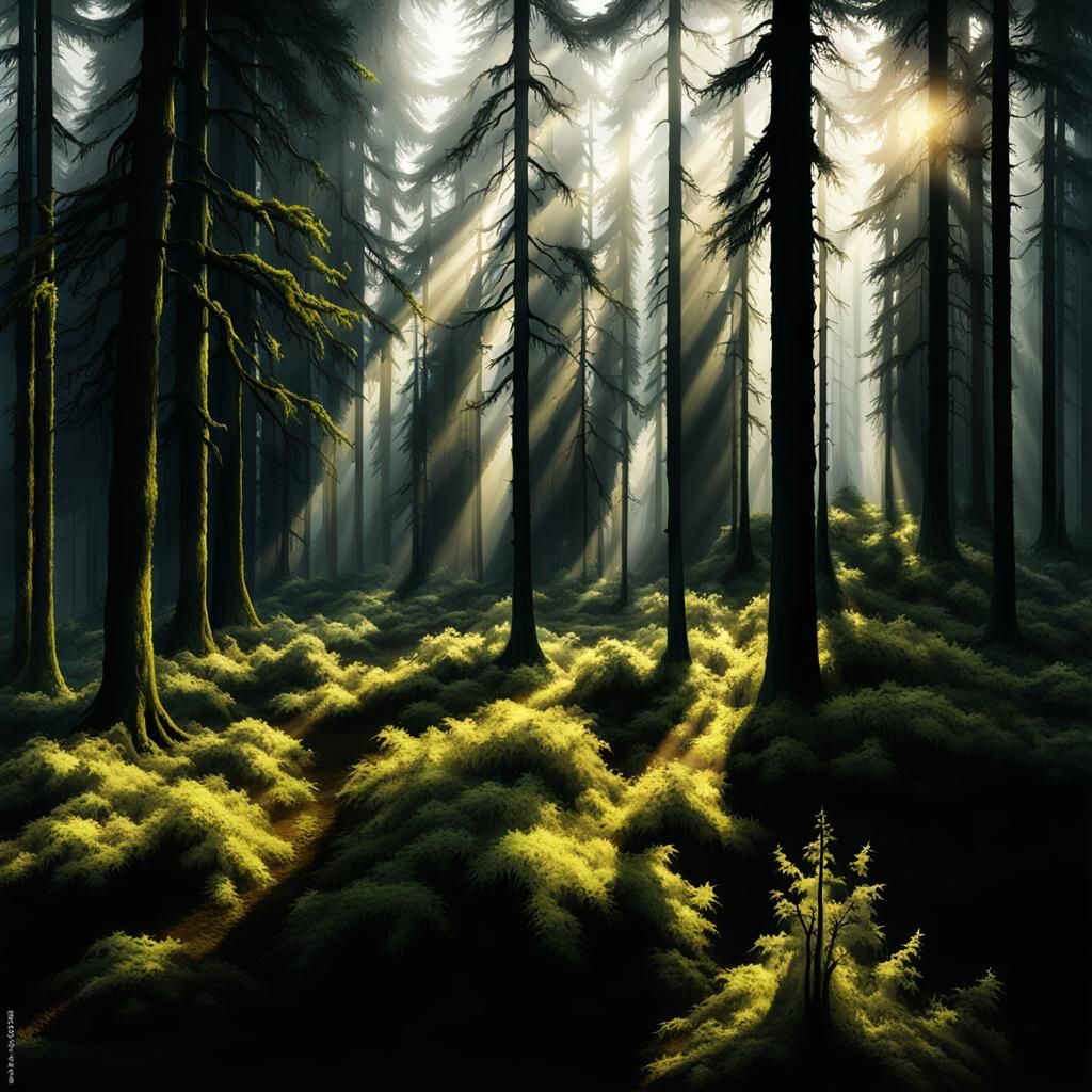 Elven King and Queen in Mysterious Forest