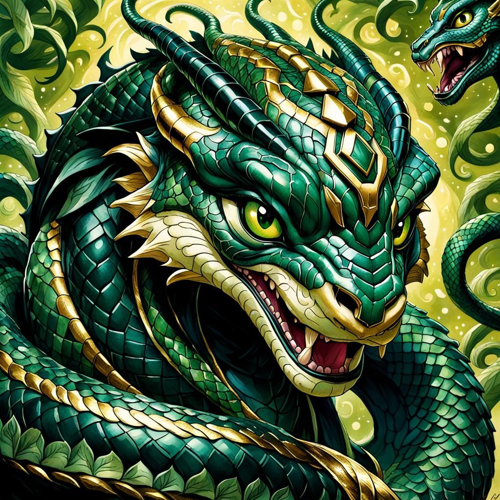 Loki as a Snake in Comic Book Art Style