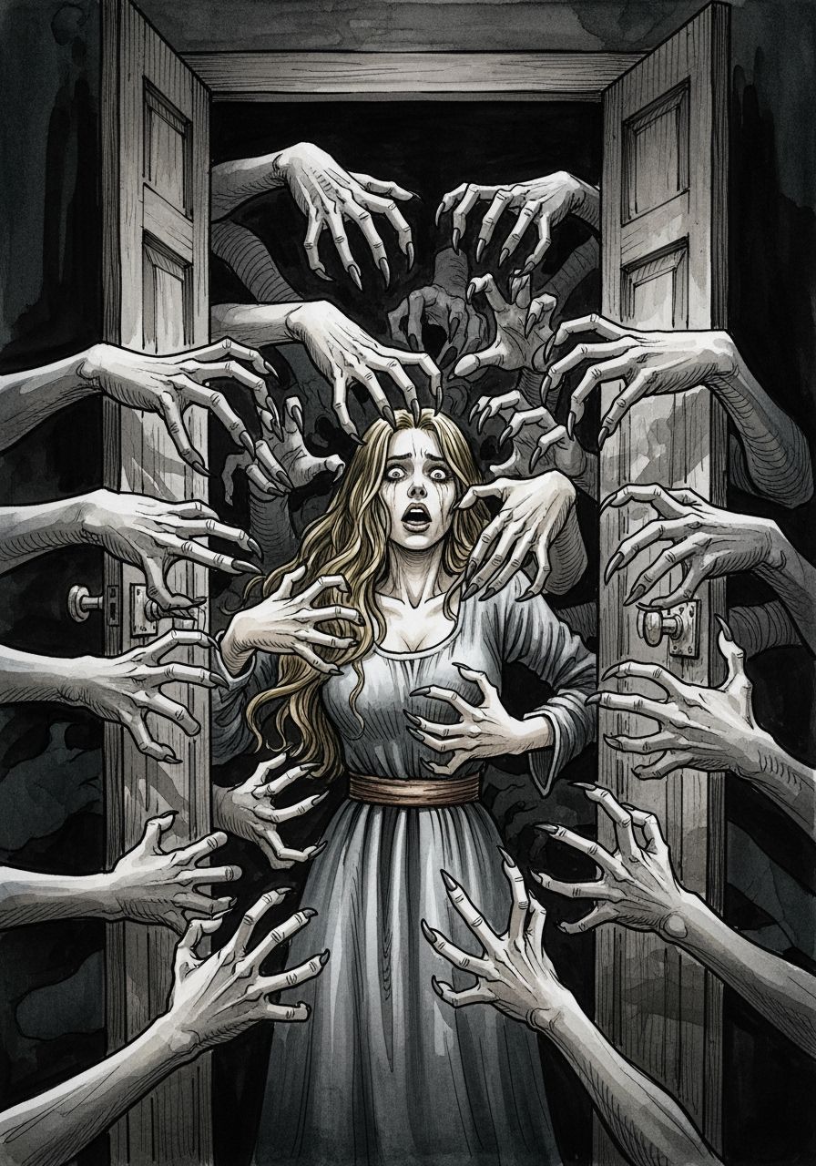 Horrifying Shadow Hands Terrorize Woman in Dark Closet