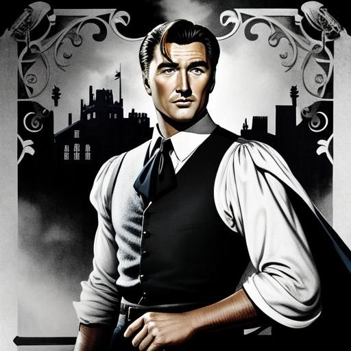Errol Flynn Portrait in Hitchcock Style