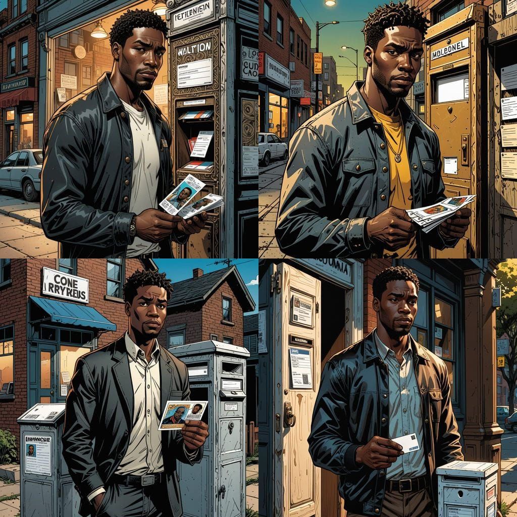 Man with Business Cards in Comic Book Art