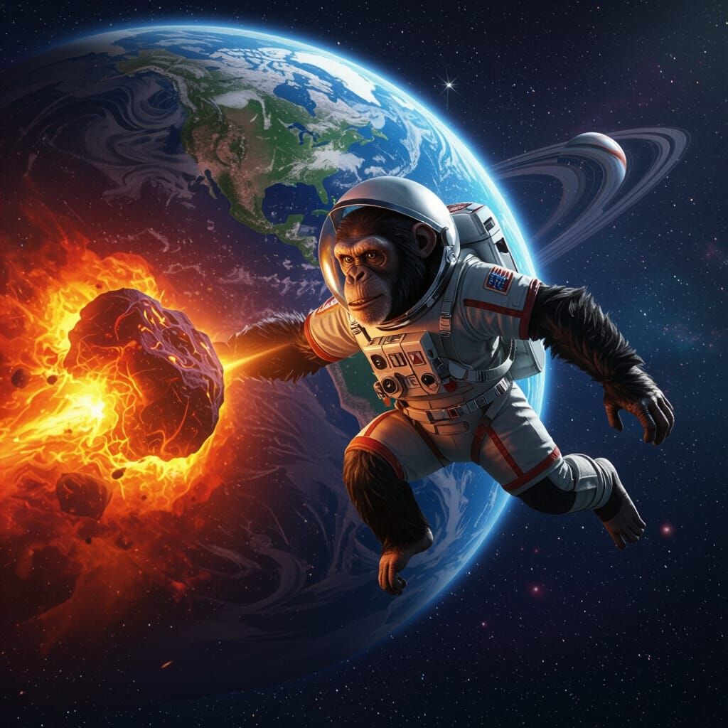 Chimpanzee Astronaut Heroically Saves Earth From Asteroid