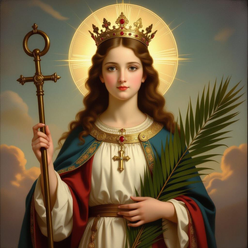 Saint Philomena Martyrdom in Renaissance Oil Painting Style