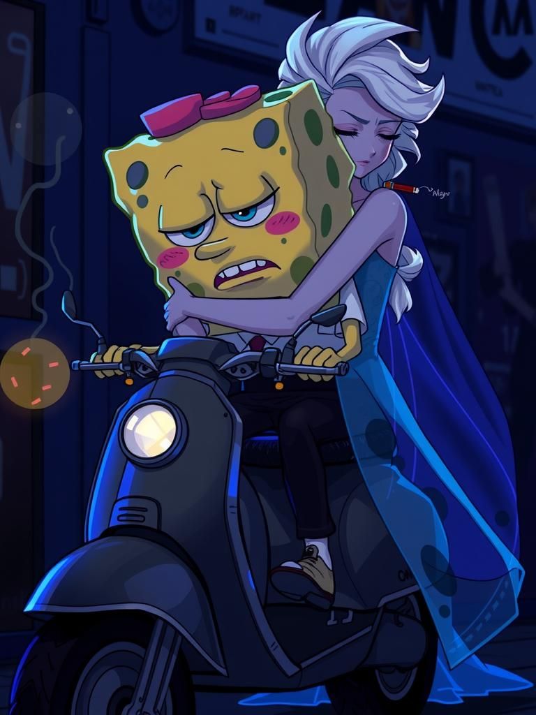Princess Elsa loves SpongeBob SquarePants
