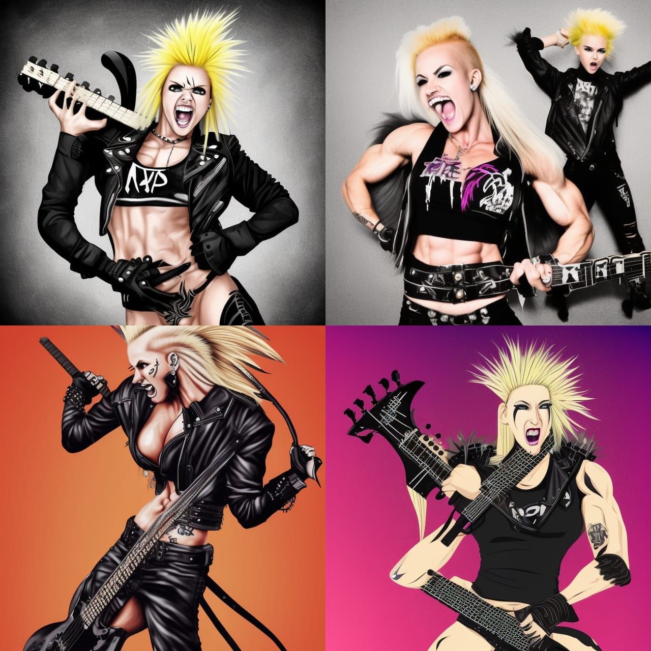 Anime Bodybuilder with Retropunk Mohawk in Ultra-Detailed St...