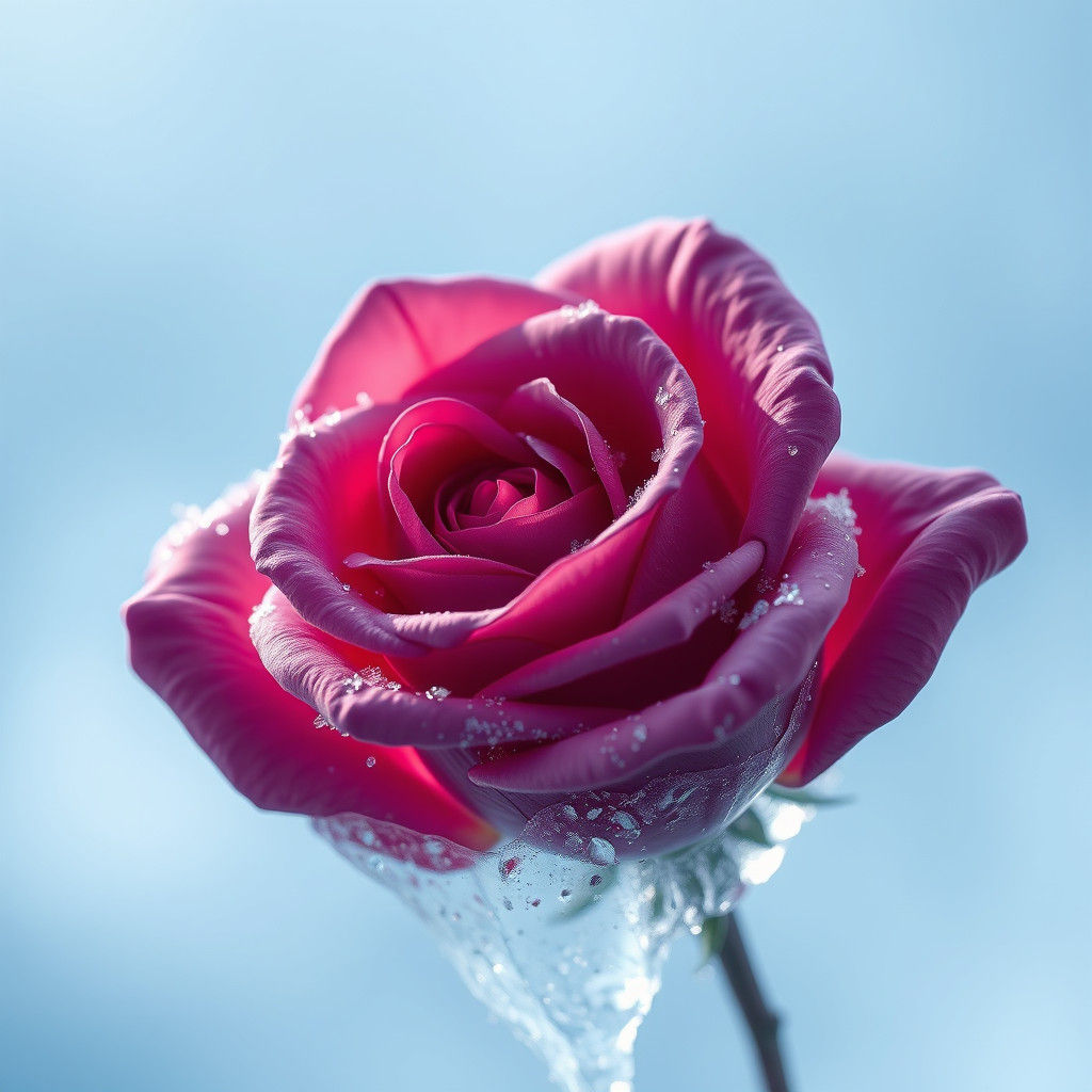 Frozen Rose in a Mystical Winter Wonderland