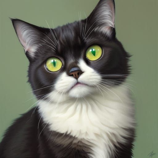 Dignified Cat Portrait with Expressive Eyes in Painterly Sty...