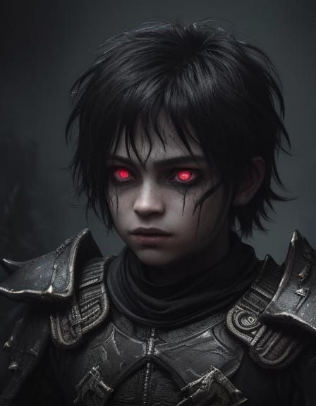 Dark Fantasy Child with Monster, Oil Painting Style