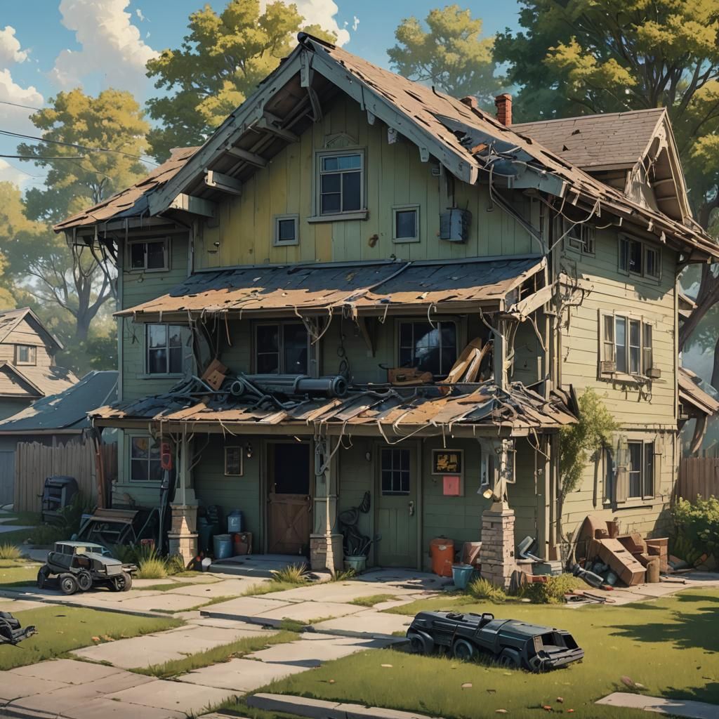 Fortified Suburban Home: Hyperrealistic Concept Art