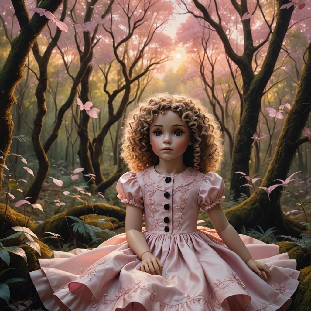 Whimsical Forest Doll in Vibrant Oil Painting
