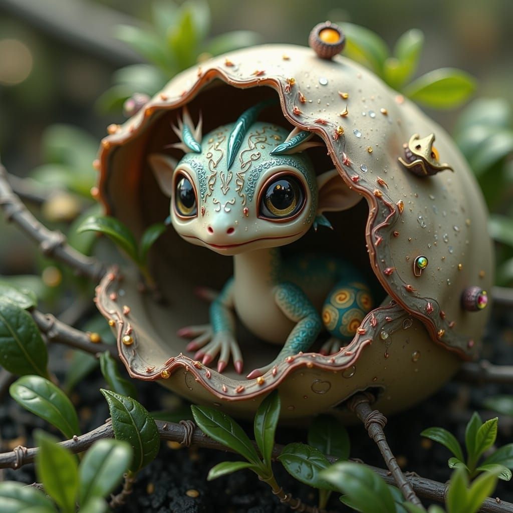 Baby Dragon Emerges in Earthy Tones