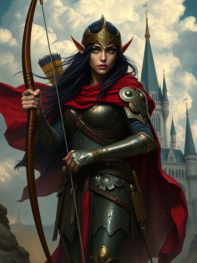 Elegant Elf Archer Leader in Regal Attire