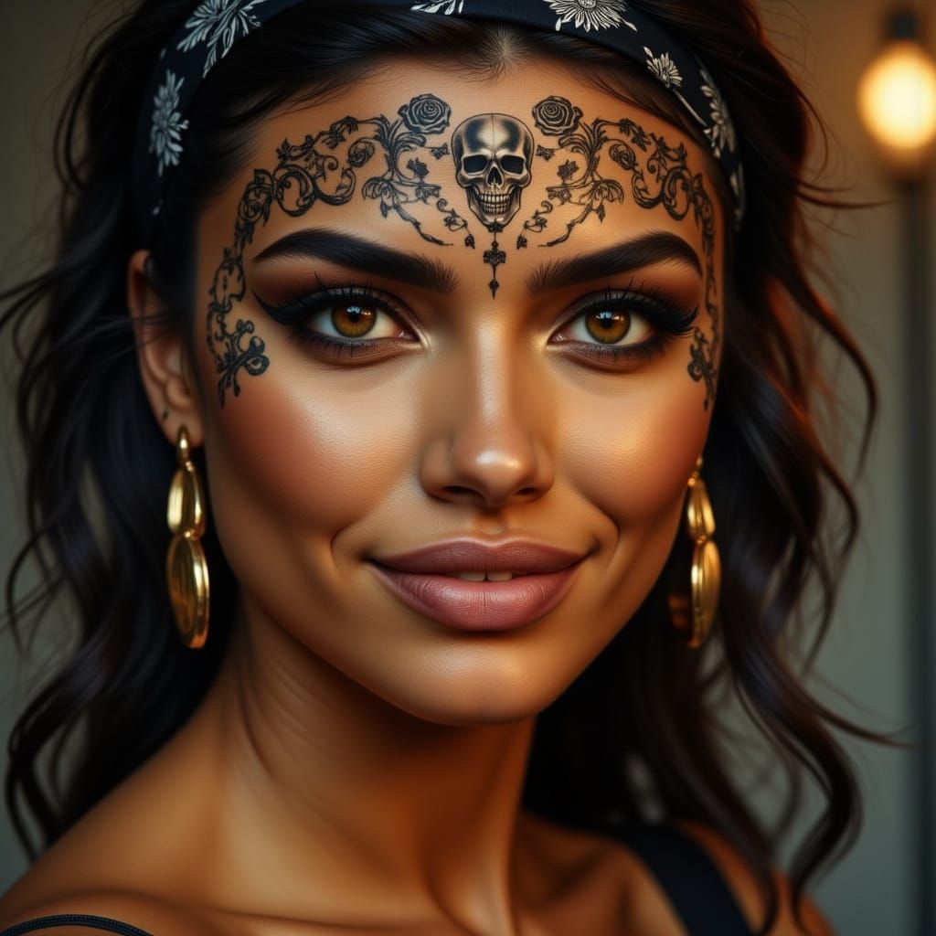 Powerful Chicana Woman Portrait in Hyperrealistic Style
