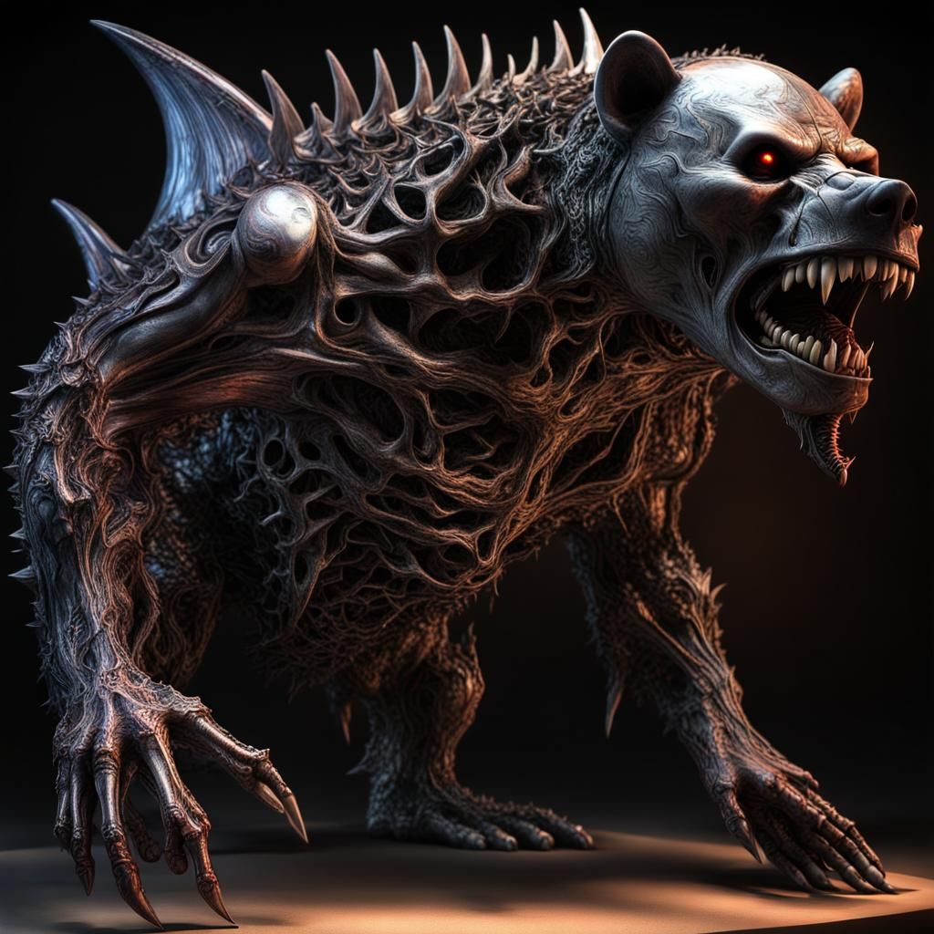 Undead Hybrid Bear Zombie Shark: Hyperrealistic Gothic Horro...