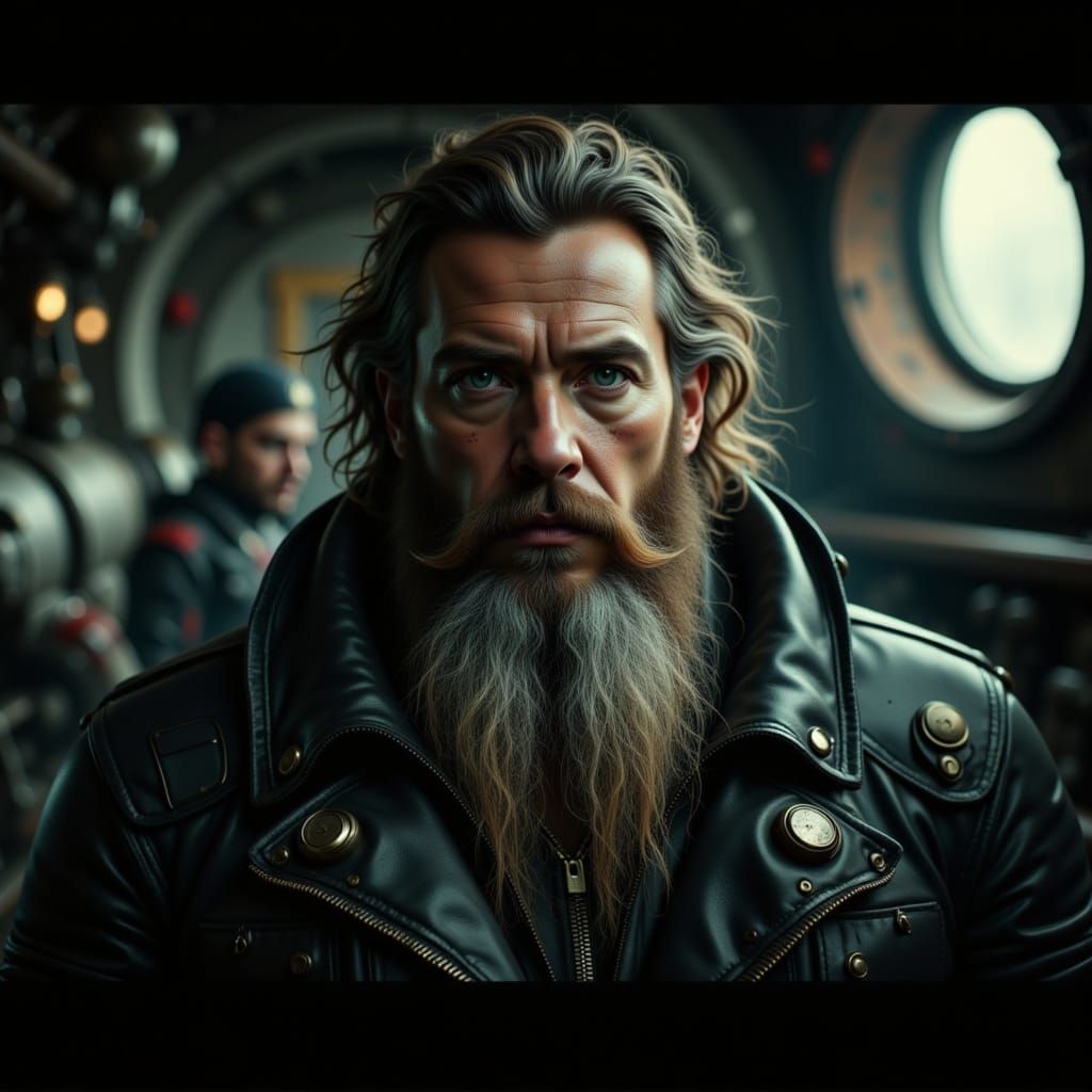Submarine Captain in Dimly Lit, Cinematic Style