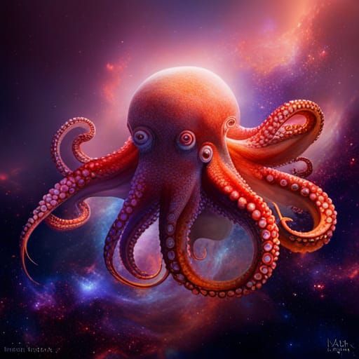 Hyperrealistic Octopus in Galaxy Portrait