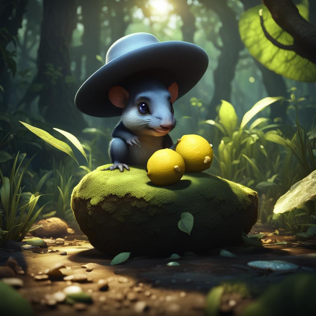 Animal in Mushroom Jungle: 3D Rendered Scene