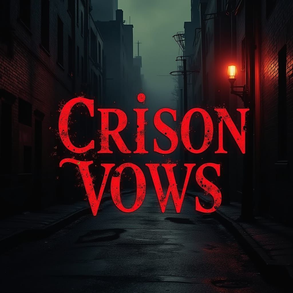 Crimson Vows: Dark Urban Nightscape in Cinematic Style