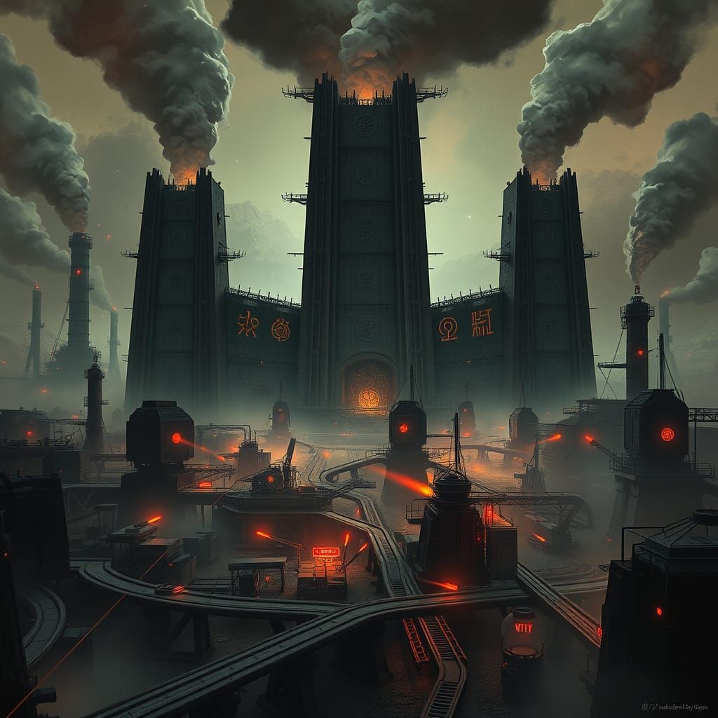 Surreal Industrial Landscape on Korriz Planet in Grim Cyberp...