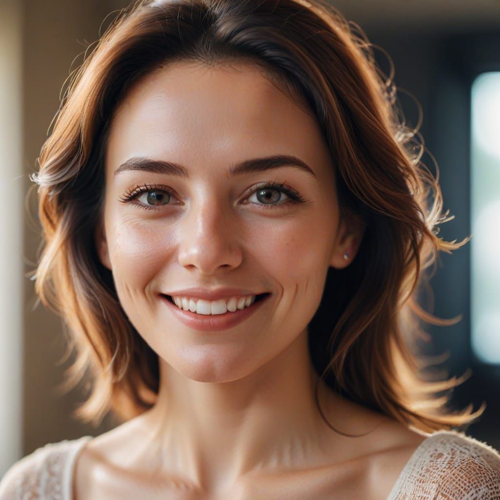 Smiling Woman Portrait with Soft Natural Lighting